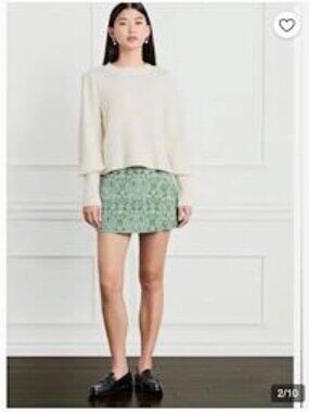 Hill House Home The Sylvie Cropped Sweater XS Ivory Merino Wool Crew Neck $188